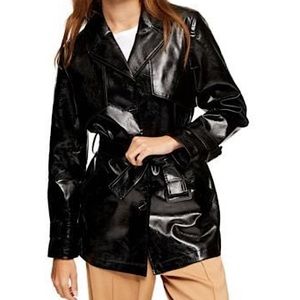 Topshop vinyl belted jacket